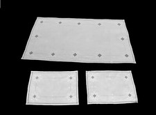 CENTRINI 3 Pz. CENTRI RICAMATI A MANO PUNTO ANTICO PURO LINO COLORE BIANCO