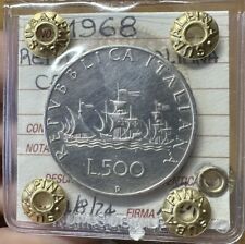 REPUBBLICA ITALIANA 500 LIRE CARAVELLE 1968 sigillata SPL/FDC SUBALPINA