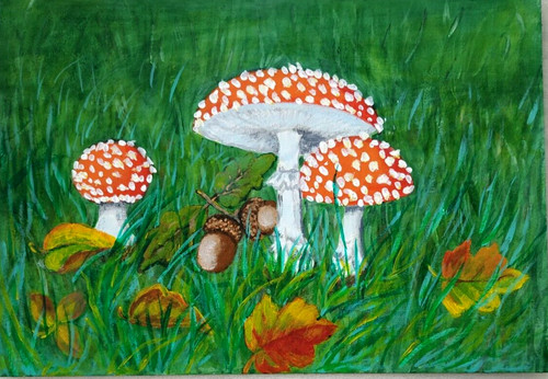 Paesaggio con mosca rossa