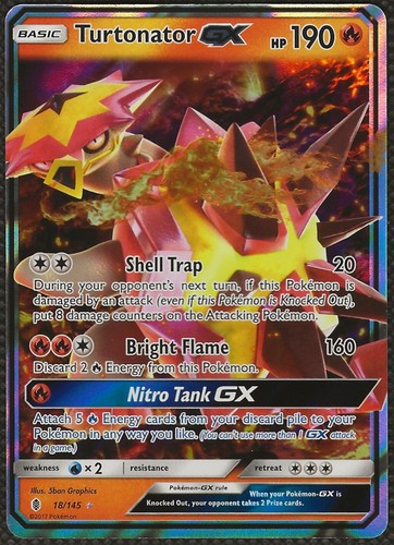 Pokemon turtonator 145 - turtonator, gx