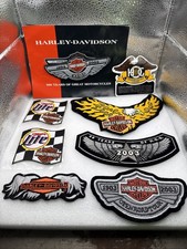 Lotto 7 toppe vintage Harley Davidson ali, aquila, miller luce 100 anni - H
