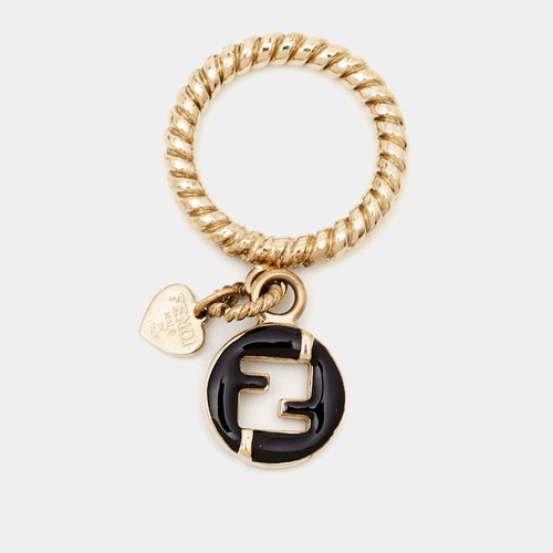 Anello fendi smalto nero - ff,