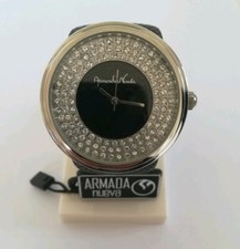 Orologio donna ARMADA NUEVA DANW041 PELLE NERO BRILLANTINI NUOVO