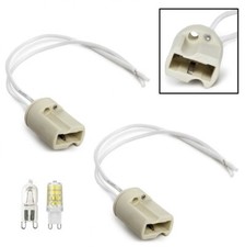 SET 2 PORTALAMPADA IN CERAMICA G9 PER LAMPADINE A LED E ALOGENE PORTA LAMPADA