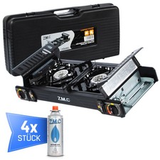 Premium 2 Fiammante Fornello Campeggio Esterno a Gas Cottura + 4x Cartucce di