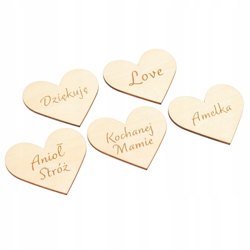 Set cuori legno incisi - set,
