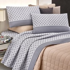 Completo Lenzuola in 100% Puro Cotone Made in Italy, Vari Colori, Completo Letto