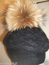 CAPPELLO HUT HAT POMPON BEANIE ANGORA PELLICCIA FUR MURMASKY RACCOON PELZBOMMEL