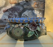 Portafiori Cachepot D’epoca In Ceramica Invetriata Da Restaurare