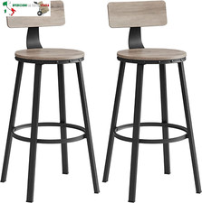 Set di 2 Sgabelli da Bar, Sedie da Cucina, con Schienale, Struttura in Acciaio, 