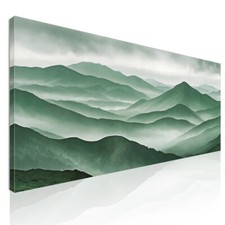 Quadro Paesaggio Astratto Paesaggio Montuoso Verde Scenario Nebbioso , abl38 qua