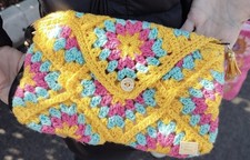 Borsa Pochette Fatta A Mano All'uncinetto Con Mattonelle Granny Stile Busta?