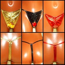 Sexy micro mini perizoma tanga slip arricciato metallizzato lucido GoGo erotico XS/S/M 