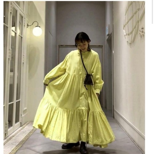 Maxi abito giallo nero gru - abito,