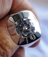 3 Kt Sfavillanti Uomo Elegante Anello Superiore Vintage Czsterling Argento