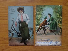 LOTTO 2 CARTOLINA LIBERTY bicicletta VIAGGIATE PRIMI '900 NUMISMATICA SUBALPINA