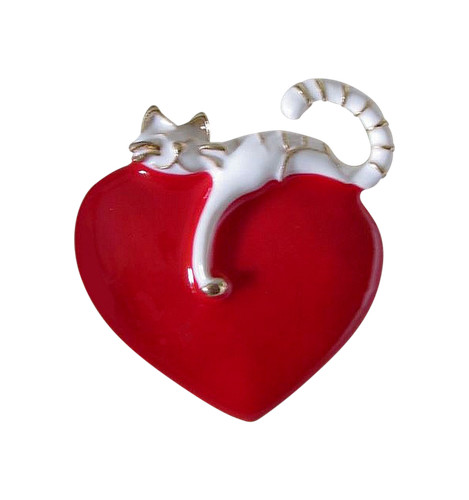 Spilla gioiello gatto - , bianco