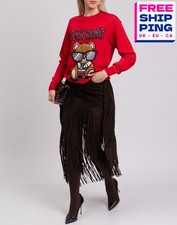 RRP €345 MOSCHINO COUTURE! Maglione lana taglia 2XS orso rosso intarsiato girocollo