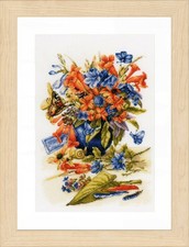 Blue Orange Flower Vase