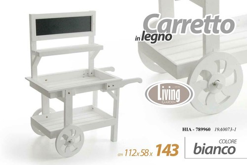 Carretto legno bianco con - bianco,