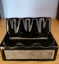 PORTA PIPE IN CERAMICA Nero 3 Posti  vintage Nuovo Mai Usato Nos