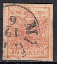 A-9954- 1850 LOMBARDO VENETO Stemma austro-ungarico Sas. 4 usato