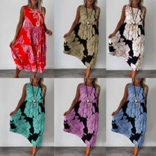 Abiti Da Spiaggia Estivi Floreali Senza Maniche Per Donne Taglie Forti ☆