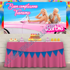 Striscione 100X200 Banner BARBIE FILM PERSONALIZZATO Compleanno NOME PER FOTO
