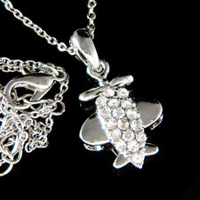 Aeroplano ~ IN Swarovski Cristallo Graziosa Aereo Aviazione Pilota Collana Nuova