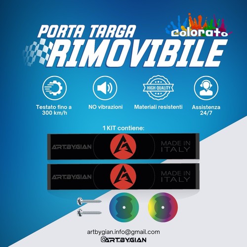 Porta targa auto rimovibile