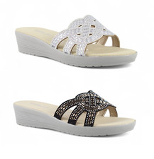 TIGLIO ciabatte donna estive eleganti con brillantini sabout sandali vera pelle