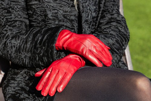 Guanti donna pelle lana - donna, rosso