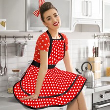 Grembiule donna carino retrò nero a pois vintage casalinga grembiule cucina sexy