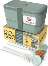 Porta Pranzo Lunch Box Impilabile Con 4 Scomparti E Posate, Sicuro Per Microonde