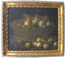 Natura morta con cesta frutta ‘600 olio su tela cm 43x50 antico SEICENTO Boselli