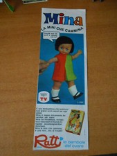 ritaglio clipping-BAMBOLE RATTI-MINA LA MINI CHE CAMMINA-cm.9,5x28,5-scatola 1