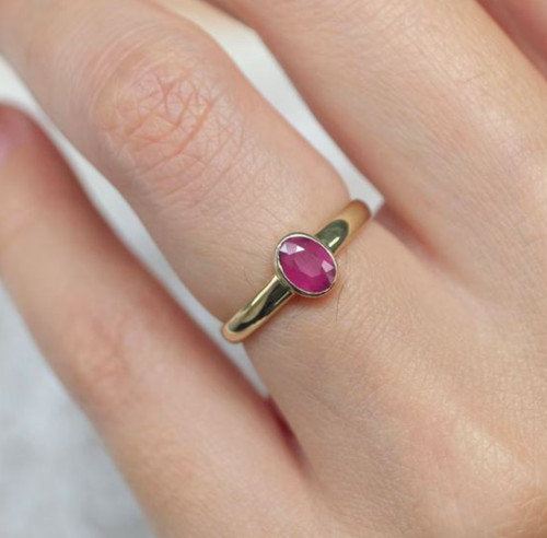 Anello rubino naturale argento - anello,