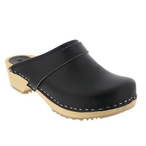 Zoccoli pelle nera - in,