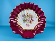 Porcellana Francese Piatto Vaso A Conchiglia Stile Impero Bordo Oro XX Sec.