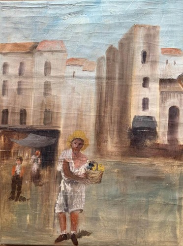 Vecchio dipinto olio tela - dipinto, su