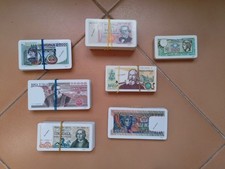 lotto 7 fac simile banconote lire in plastica | mercurio | volto di donna | ecc