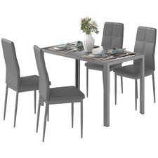 Set da Pranzo Grigio 5 Pezzi Rettangolare con 1 Tavolo e 4 Sedie Moderne