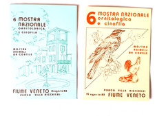 N.  2   CARTOLINE     FIUME     VENETO    PORDENONE    MOSTRA    ORNITOLOGICA