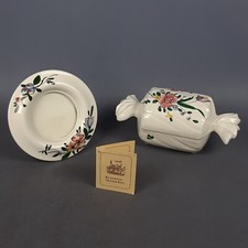 Set Cornice E Contenitore Ceramica Vecchia Lodi Fiori Dipinti Vintage Anni ‘60