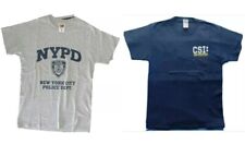 T Shirt Uomo Nypd New York + Csi Las Vegas Grigio Manica Corta Taglia S + M
