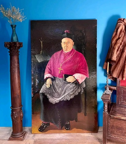 Quadro antico dipinto olio su - ,