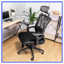 Sedia da ufficio ergonomica girevole con ruote in tessuto e rete reclinabile B