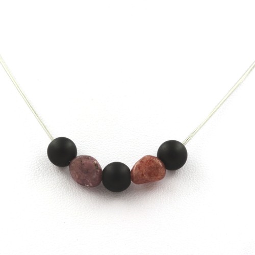 Collana perle onice nero opaco - nero,