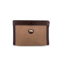 Autentica pochette pochette Gucci vintage beige pelle marrone cosmetica