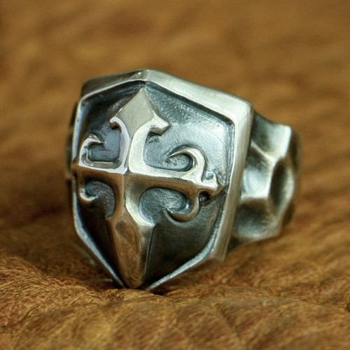 Anello croce scudo - , argento